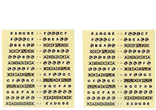 GOSONO 2pcs Guitar Note Map Fretboard Markers Fret Lables Decals Fingerboard Sticker For Aacoustic Guitar And Bass Guitar (Black)