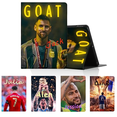 Personalizzate Cover per Apple iPad 4/iPad 2/iPad 3 9,7', Personalizzabile con Testi Disegni Personalizzata Custodia Stella del Calcio 7 10 Football Pattern Flip Case in pelle PU Antiurto Cover