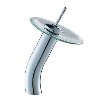 Shiratori Glass Waterfall Bathroom Sink Faucet, Polished Chrome