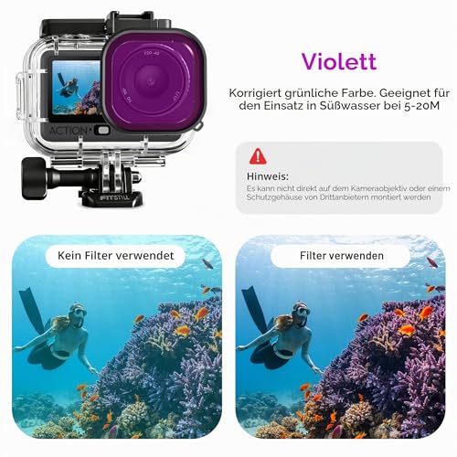 FitStill 60M/196FT Wasserdichtes Gehäuse für DJI Osmo Action 6, Tauchset mit Wasserdichtem Gehäuse, Auftriebsgriff und Tauchfilter für Unterwasseraufnahmen
