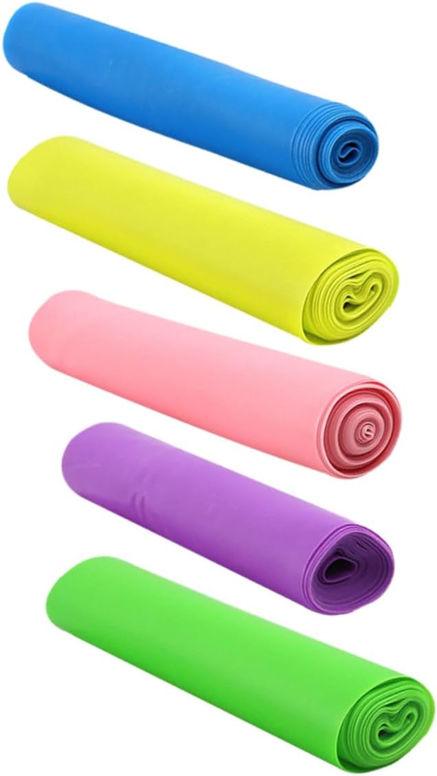 VALICLUD 5pcs Elastic Resistance Bands for Fitness Yoga Stretching and Strength Training Adjustable Intensity Workout Bands with Options for Home Exercise and Ankle Strap Cable Machine Use