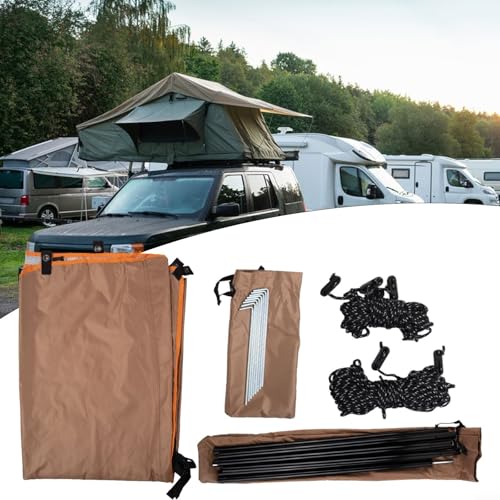 Bulevisiter Khaki Sun Canopy Awning for Campervan, SUV & Van | 300cm Deep Waterproof Shelter with Fire Retardant 210D Fabric | Freestanding Screen