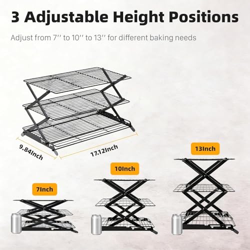 Grille de refroidissement pliable et réglable en hauteur pour cake - 5
