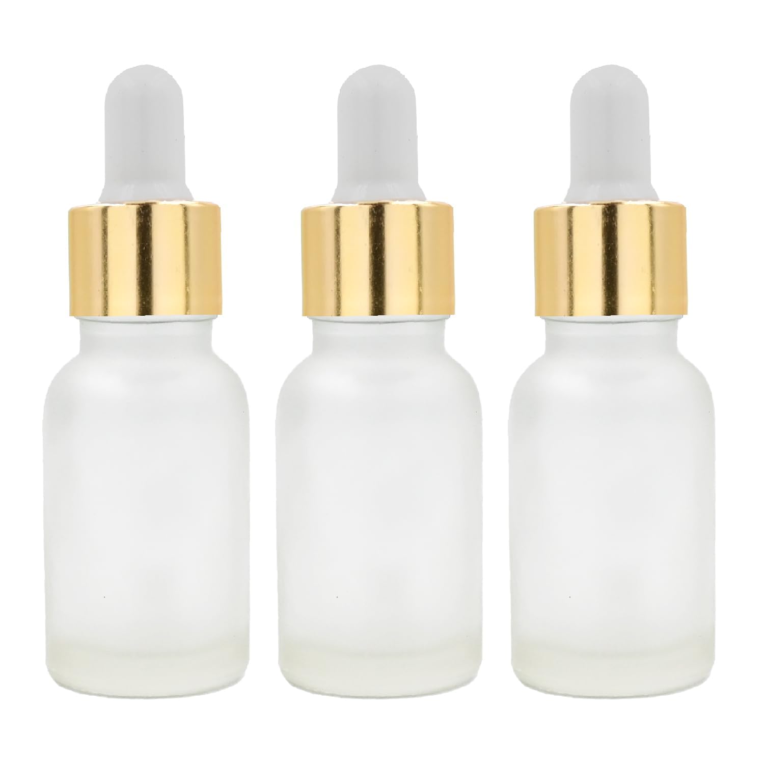 Clear 30ml Frosted Glass Bottle with Golden Plating Dropper Leak Proof, Empty, Easy to Carry for Fragrances, Perfumes, Essential Oils Bottles, Multi Purpose - (Pack of 3)-image-47