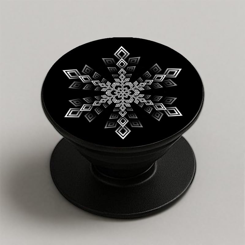 Image of Phone Case Holder | Expanding Kickstand, Mobile Phone Hold Grip for iPhone, Samsung, OnePlus & All Smartphones - Mandala (Black White)