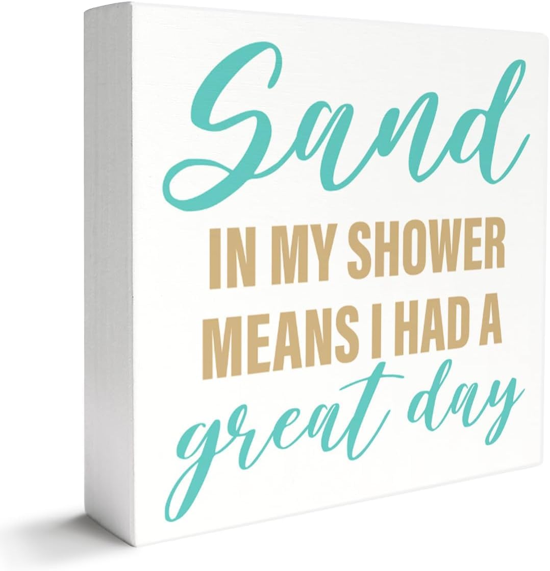 7x7 Inch Box Sign Funny Bathroom Decor Shower Quote Wood Sign