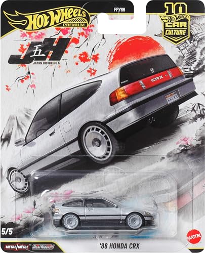 Hot Wheels 88 Honda CRX, Carro de brinquedo premium em escala 1:64, com pneus Real Riders e Carroçaria e chassis de metal/metal, JKF13