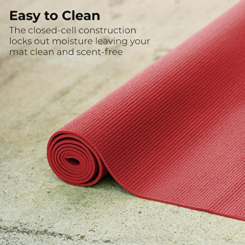 Hello Fit Yoga Mats, Bulk 10 Pack. 68X24X1/8 Inches, Affordable Exercise Gym Mats With Non-Slip Texture, Easy To Clean, Red #TOP4