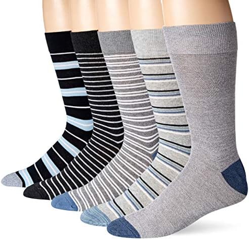 Amazon EssentialsMens Comfortable Patterned Dress Socks, 5 Pairs