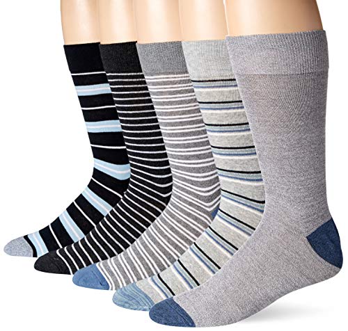 Amazon EssentialsMens Comfortable Patterned Dress Socks, 5 Pairs