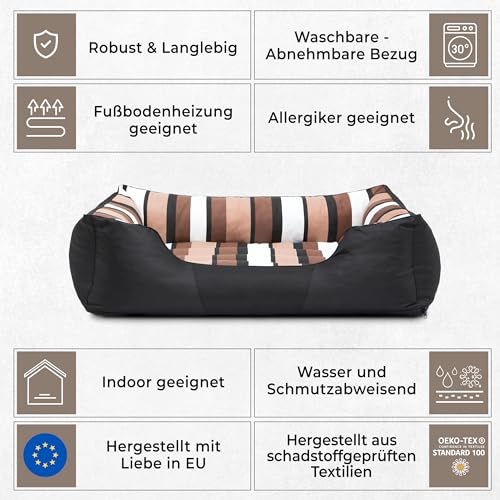 Bjird Hundebett - Hundekorb für kleine mittelgroße & große Hunde - Hundekissen - Hundesofa - Bezug abnehmbar und waschbar - Comfort - Größe: S - Schwarz