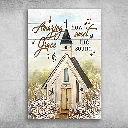 BCTS - Targa in metallo, motivo: chiese e giardini fioriti, 30,5 x 40,6 cm