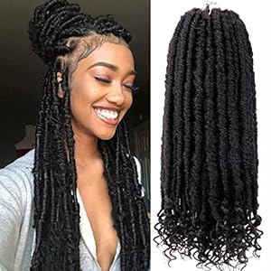 Goddess Locs Crochet Hair 6 Packs 16 Inch Straight Faux Locs Crochet Hair for Black Women, Crochet Pre-Looped Curly Hair Soft Faux Locs Synthetic Braiding Hair Extensions (16 Inch, 6 Packs, 1B#)