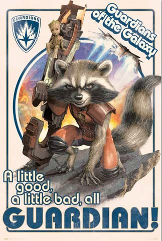 Poster de film Les Gardiens de la Galaxie Rocket et Baby Groot - Dimensions : 61 x 91,5 cm