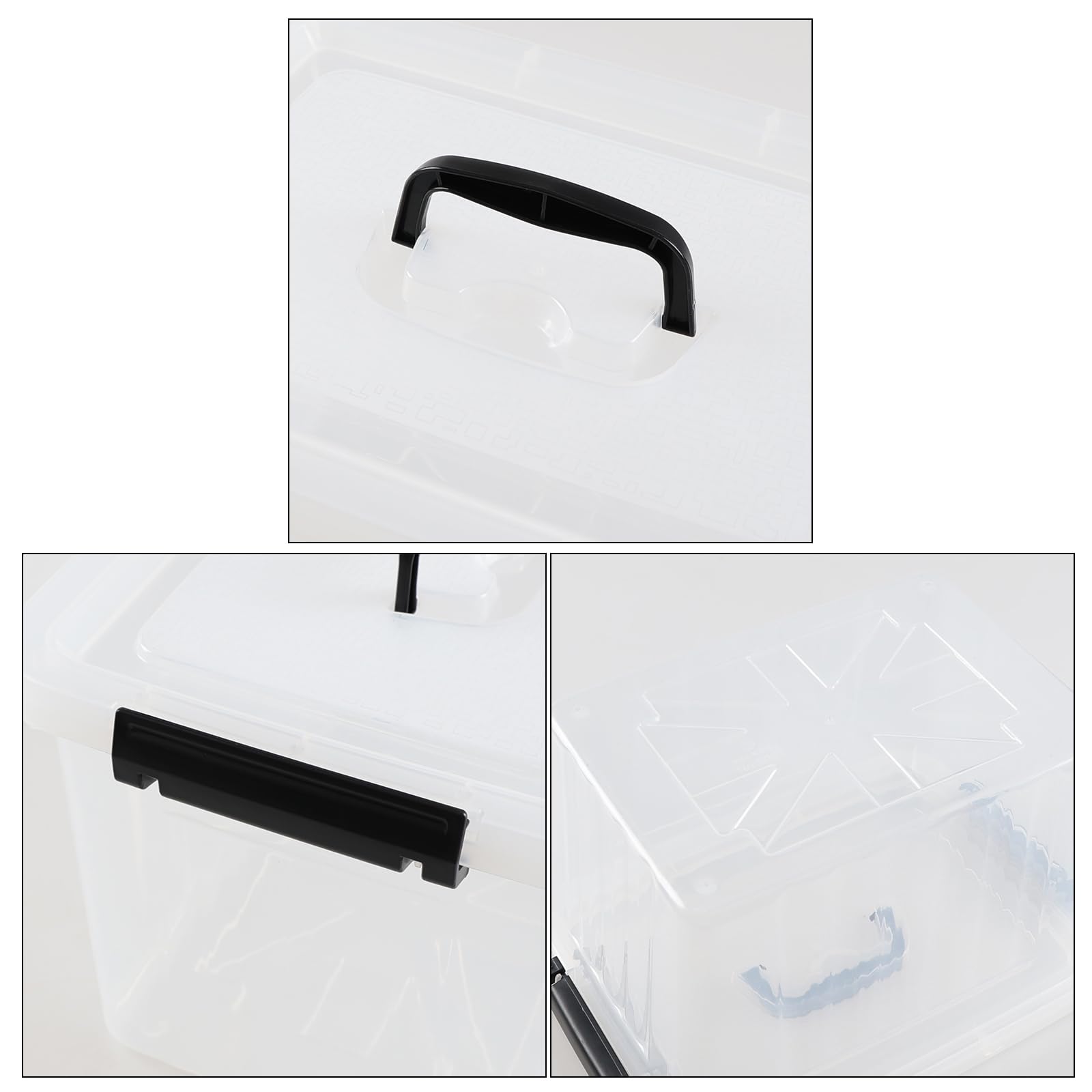Cajas de almacenamiento de plástico transparente de 10 cuartos de galón con asa, paquete de 4 contenedores de almacenamiento de plástico transparente con tapas