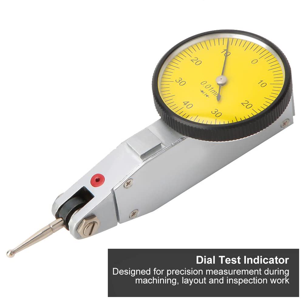 Indicatore di Prova Con Quadrante 0-0,8 mm, Indicatore di Prova Con Quadrante A Leva Con Guide A Coda di Rondine Ad Alta Precisione 0,01 mm, Calibro per Fori, per Lavorazioni Meccaniche E Ispezioni