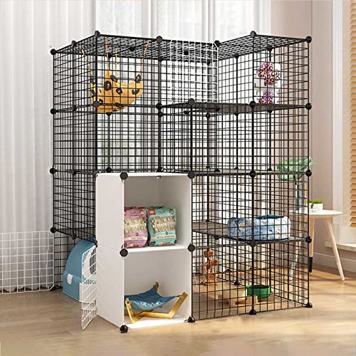 Chenil robuste chat HJMMWT grand enclos intérieur métallique et parc sûr