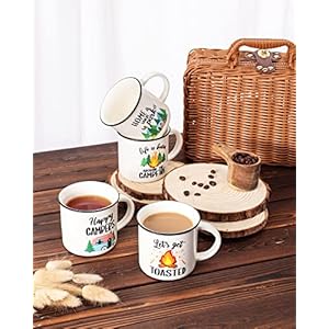 Nefelibata Camping Coffee Mug Set of 4 Happy Campers Campfire Tea Cups for Coffee, Tea, Milk Travel Ceramic Mug Camping Lover Holiday Gifts Nefelibata Camping Coffee Mug Set of 4 Happy Campers Campfire Tea Cups for Coffee Tea Milk Travel Ceramic Mug Camping Lover Holiday Gifts