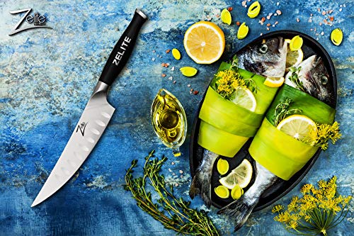 Zelite Infinity Boning Knife (Gokujo), 6 Inch Fish Fillet Knife, Filet Knifes For Fish, Fishing Knife, Filet Knife, Fish Knife - German High Carbon Stainless Steel - Razor Sharp Knife - Granton Edge #TOP5