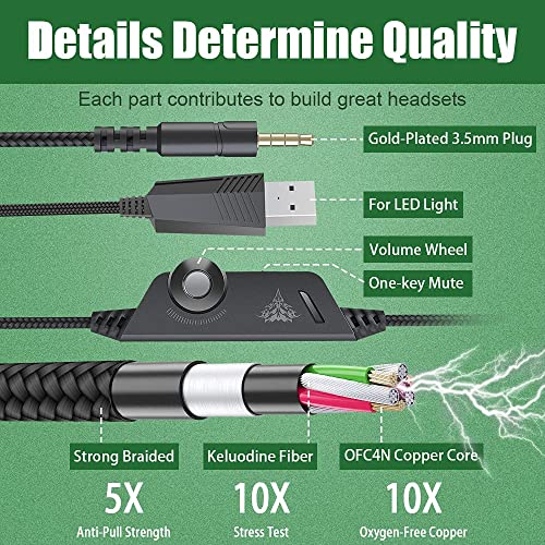 Image of BENGOO G9000 Stereo Gaming Headset for PS4 PC Xbox One PS5 Controller, Noise Cancelling Over Ear Headphones with Mic, LED Light, Bass Surround, Soft Memory Earmuffs for Laptop Mac - Green