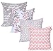 Amazon Brand- UMI Lote de 4 Cojines Decorativos Cuadrados de Algodón Lujosamente Impresos, Fundas de Almohada para Hogar, Sofá, Sillón, Silla 45x45cm en-S-Gry- Blush