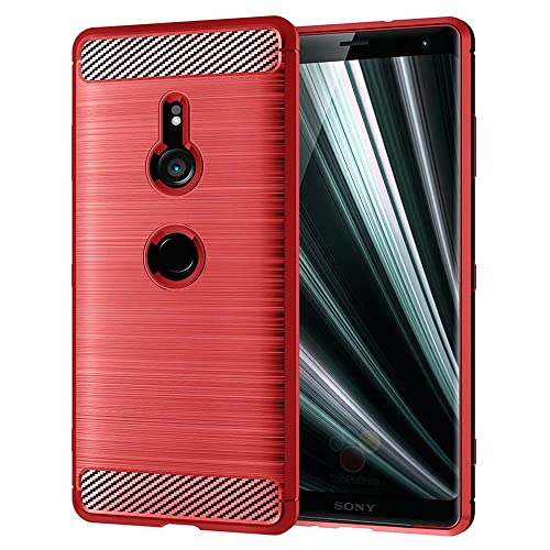 Xperia XZ3 ケース カーボン調 耐衝撃 スマホ カバー ソフトケース 薄型ケース エクスペリアXZ3 カーボン調TPUケース SO-01L SOV39 801SO レッド