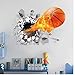 Oulensy 3D Lifelike brisé Mur de Basket-Ball de Basket-Ball Stickers muraux Décoration Bricolage Cartoon Enfants Paroi Art Mural garçons Faveur