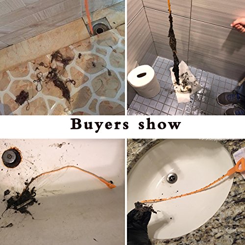 FATHER.SON Drain Hair Snake Clog Remover Cleaning Tool, Snake Drain Augers Hair Catcher for Kitchen, Sink, Bathroom, Tub, Toilet(4 pack 20inch)