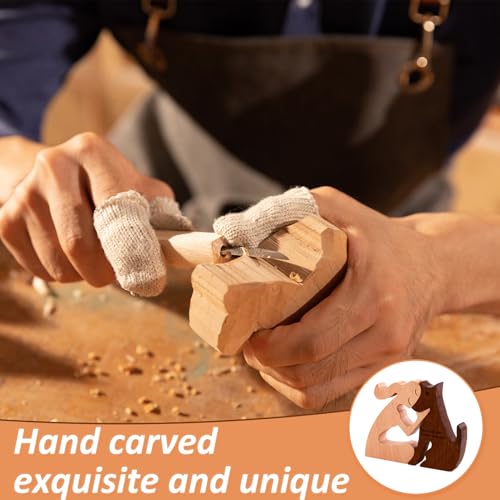 Smomend Mann und Hund Holzstatue Holzskulptur Hundefiguren Ornamente, 11 x 8,5 x 1,5 cm, Schreibtisch und Regal, Mensch-Hund Bindung Kunstwerk als Geschenk für Hundeliebhaber, Familie und Freunde