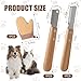 Trimmmesser Set für Hunde & Katzen, 2-Teiliger Satz Trimmmesser für Hunde mit Holzgriff + Tierhaarentferner Handschuh, Messer Hundekamm Trimmkamm Feiner & Grober Kamm Werkzeug für Haustierpflege