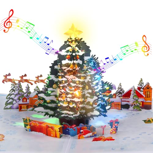 XTF2015 Christmas Cards with Music and Lights, Pop Up 3D