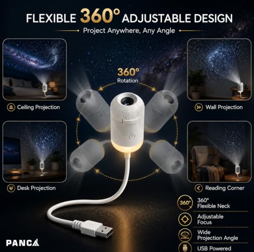 Image of PANCA Galaxy Star Projector Night Light USB LED 360 Rotation Lamp