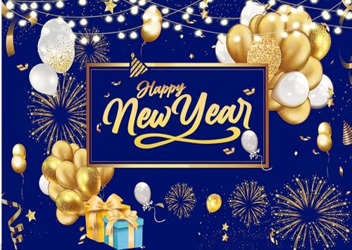 CHAIYA 8X6FT Happy New Year Banner Happy New Years Decorations 2026 Happy New Year Backdrop New Years Eve Party Supplies by CHAIYA - Used condition - US$5.84