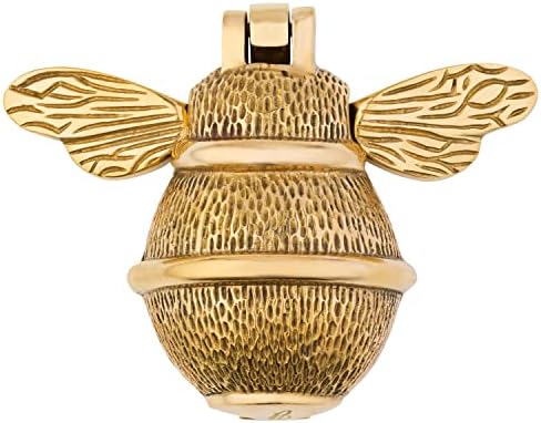 Bee Door Knocker for Front Door | Polished Solid Brass Bee | Brass Knockers with Strike Plate | UPVC | Bumblebee Front Door Furniture with a Unique Design (Brass)