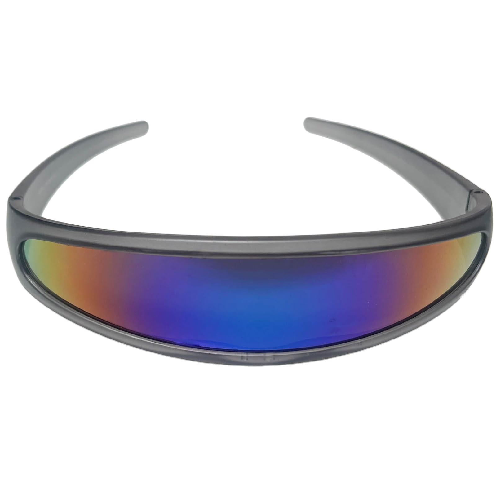 zeroUV - Futuristic Narrow Cyclops Color Mirrored Lens Visor Sunglasses
