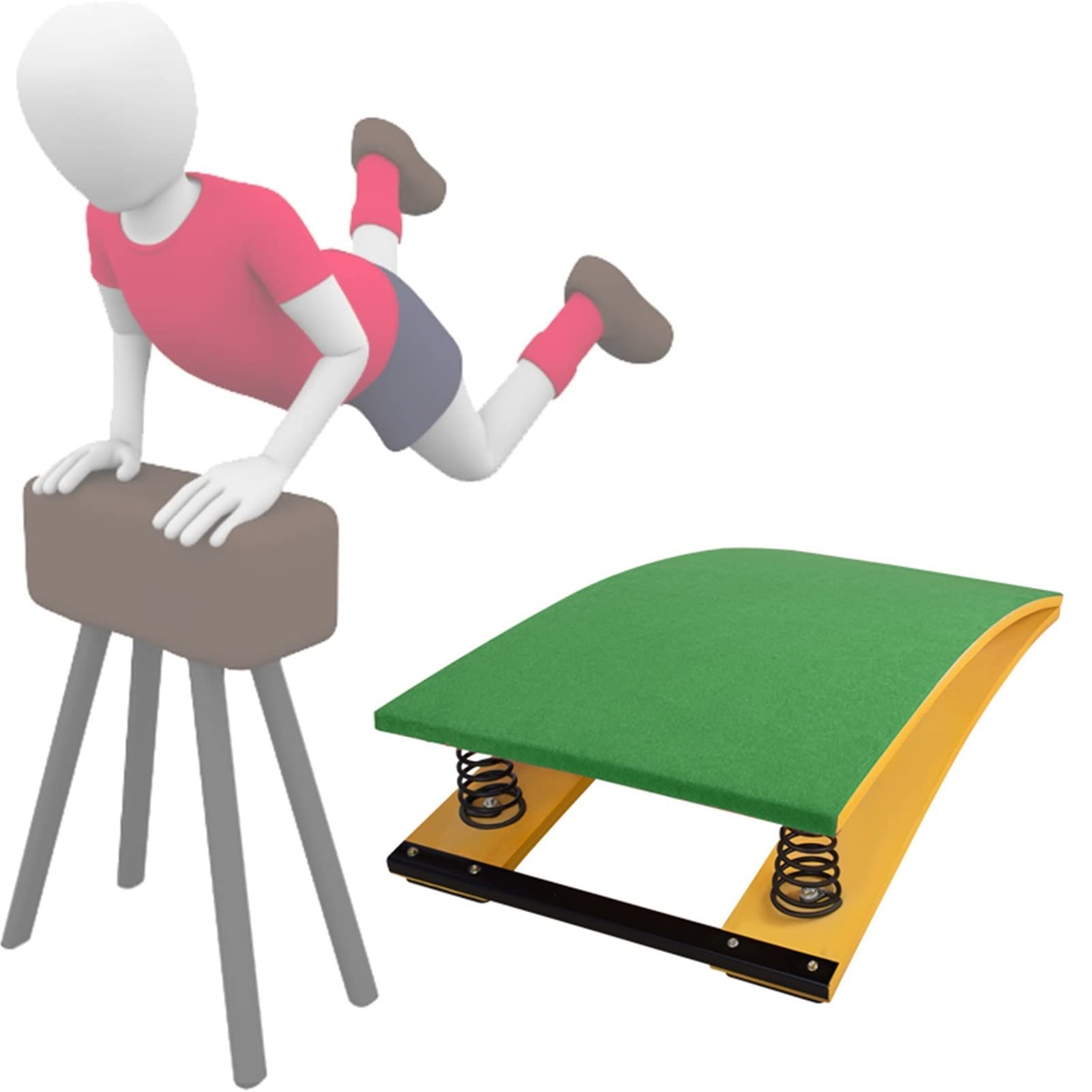 Tremplin de saut et gymnastique junior pour enfants débutants en bois robuste vert