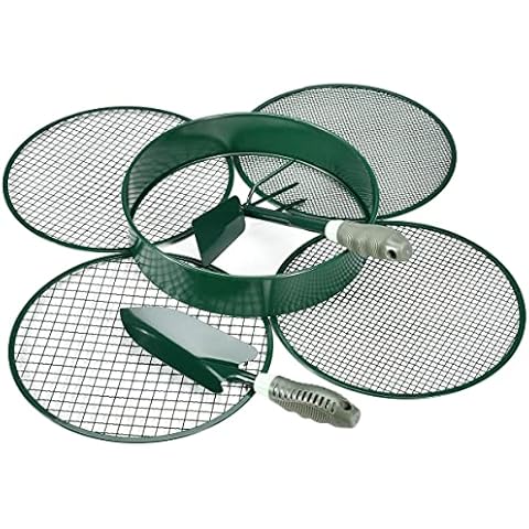 Johgee Garden Sieve Metal, Soil Sieve, Garden Riddle Mesh Sizes 12mm/9mm/6mm/3mm, Gardening Sieve for Soil and Stones Large, Equipped with a Shovel and a Rake Cover