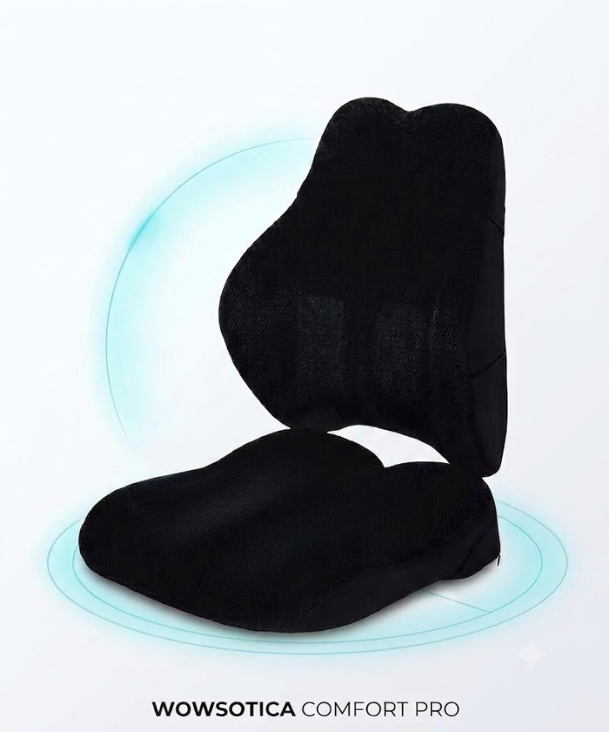 Cojín para silla de ruedas con almohada lumbar (juego de 2 piezas) para adultos y personas mayores. Espuma viscoelástica de apoyo para aliviar el dolor de espalda, coxis y cadera, funda