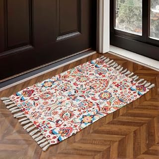 HOMADORN Handmade Printed Rug for Living Room, Sustainable Washable Floor Carpet, Soft & Comfortable Area Rug for Bedroom, Kids Room & Home Décor (2x3 feet)