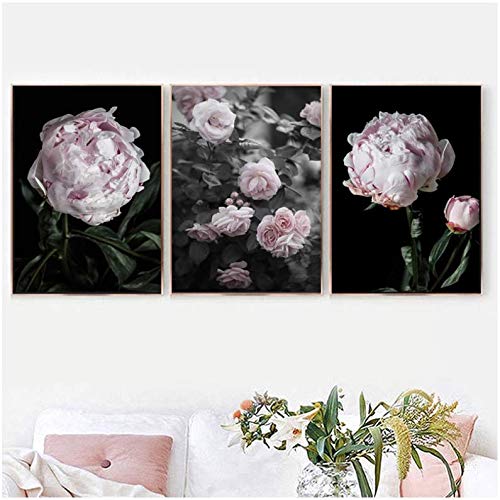Toile peintures affiches rose pivoine 50x70cm idee cadeau de Saint Valentin mur art romantique