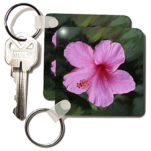 Porte-clés Rose hibiscus 3drose grand format 5,7 x 11,4 cm résistant