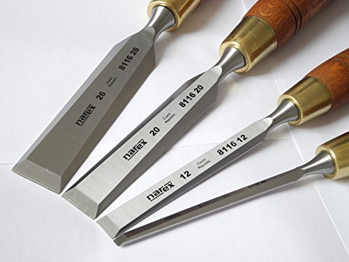 Narex 863201 Czech Steel Premium 4 Pc Set 6 (1/4), 12 (1/2), 20 (3/4), 26 (1) Mm Chisels W/Hornbeam Handles thumb #2