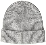 kaschmir mutze grau Strickmütze, mit breitem Umschlag (7 cm), RippStrick