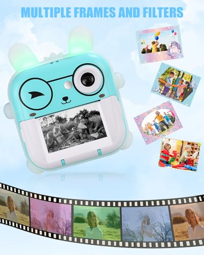 Sofortbildkameras Kinder, DigitalKamera, 2,4-Zoll-Bildschirm Kamera Kinder, HD Fotoapparat Kinder mit 32G SD Karte & Farbigen Stiften,Geschenk Weihnachten Spielzeug für Kinder 3-12 Jahren (Blau) – Bild 4