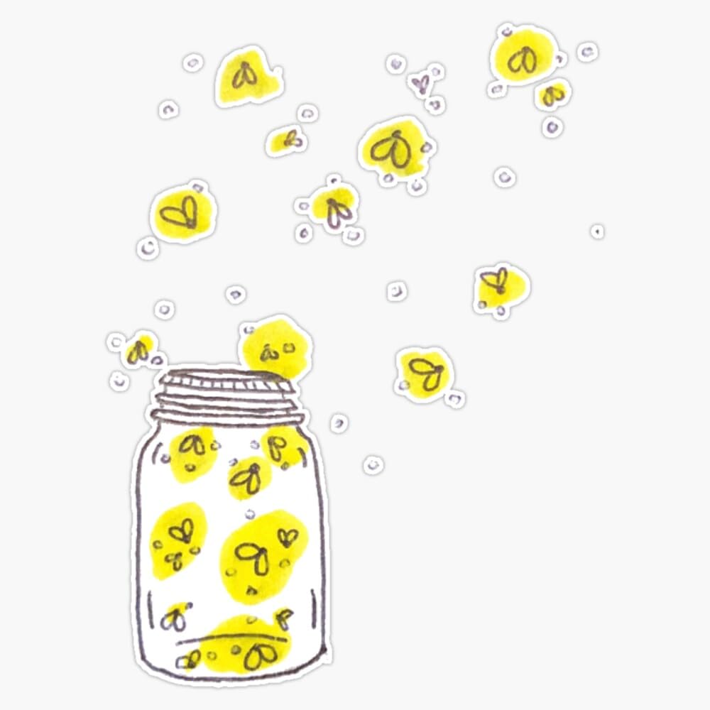 Mason Jar of Fireflies Sticker Vinyl Waterproof Sticker Decal Car Laptop Wall Window Bumper Sticker 5"