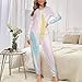 TVUGHGI Pink Blue Feather Onesie Pajama for Man Woman Long Sleeve Fashion One-Piece Costumes Hooded Zip-up Jumpsuit S