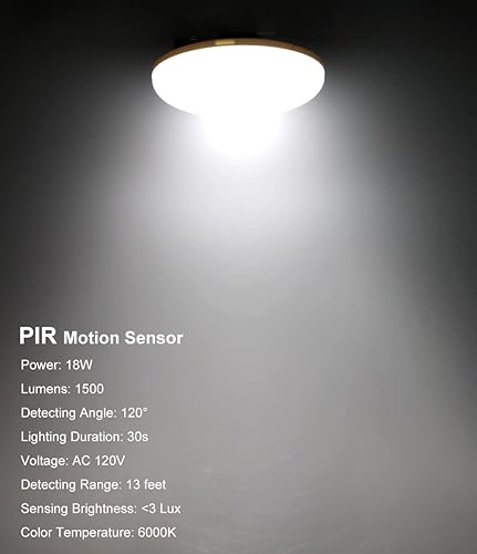 Miniatura 4 de Bombillas con sensor de movimiento, 18 W (equivalente a 150 W) E26 1500 lúmenes, detector de movimiento, lámpara LED de techo del atardecer al