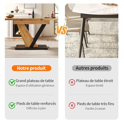 Table à manger extensible 120-160 cm effet bois N620