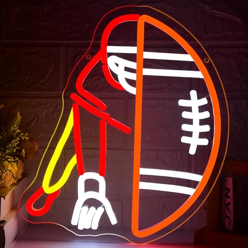 Football Neon Sign for Wall Decor Dimmable Football Player Neon Light for Man Cave LED Light Up Sports Sign for College Club Court Shop Living Room Athletes Lovers Gift Art Size12.9 * 11.3In