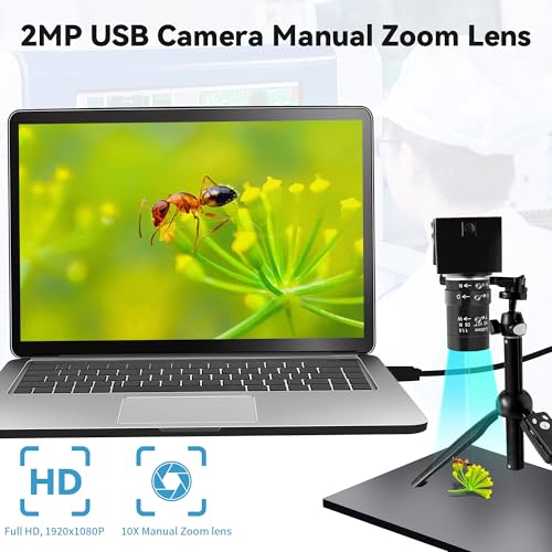 Image of High Speed USB Camera 1080P@30fps 720P@60fps 480P@120fps 10X Manual Zoom Lens, UVC Plug and Play Security Webcam for Lightburn, Laser Engraving,3D Printer Compatible with Windows Linux Mac OS